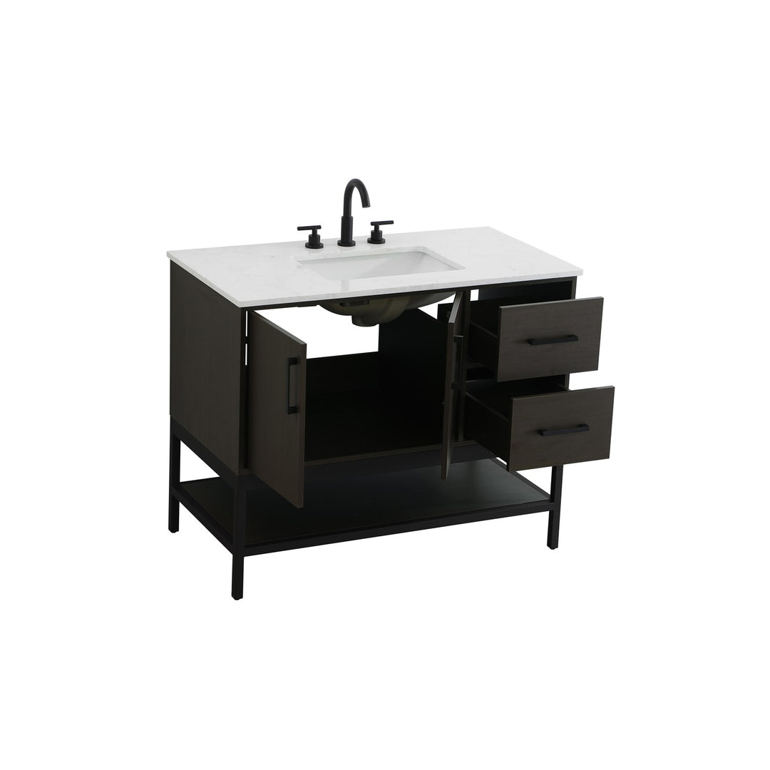42 Inch Single Bathroom Vanity In Mocha Brown - View 4 - Joshua Marshal
