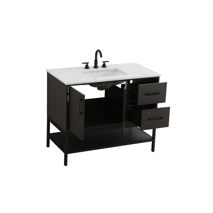 42 Inch Single Bathroom Vanity In Mocha Brown - View 4 - Joshua Marshal