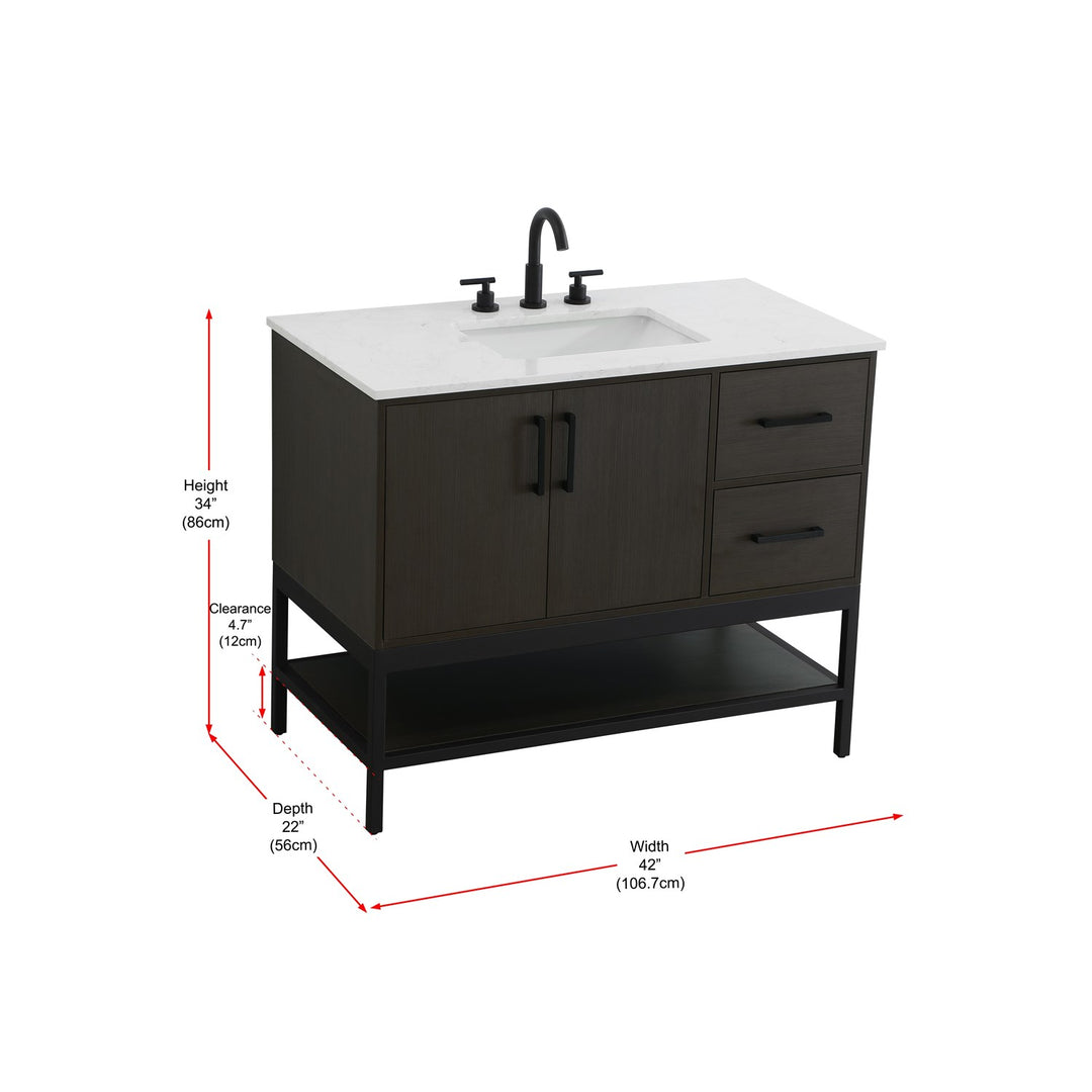 42 Inch Single Bathroom Vanity In Mocha Brown - View 6 - Joshua Marshal