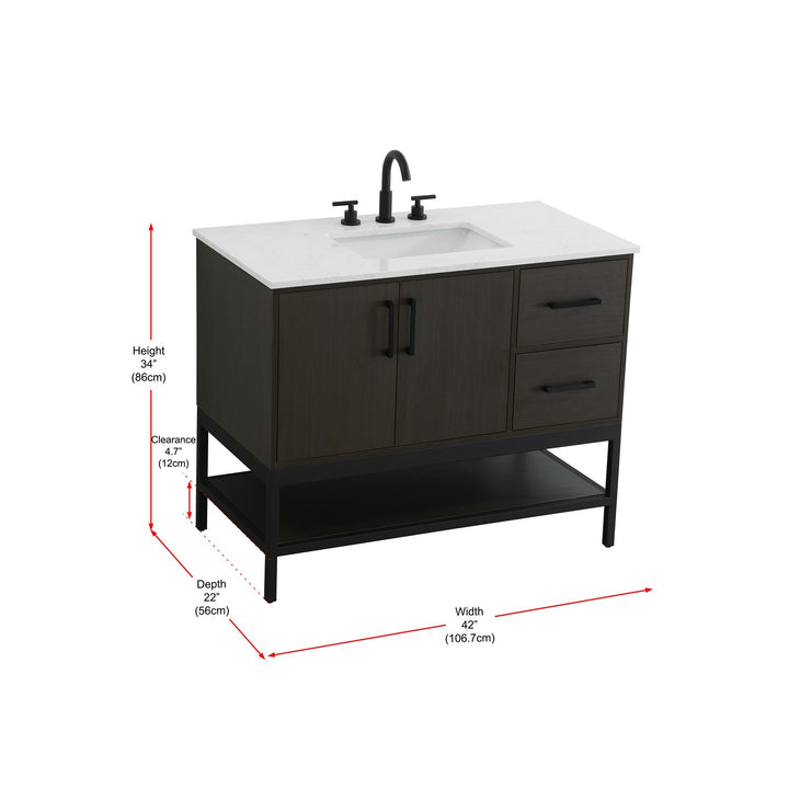 42 Inch Single Bathroom Vanity In Mocha Brown - View 6 - Joshua Marshal