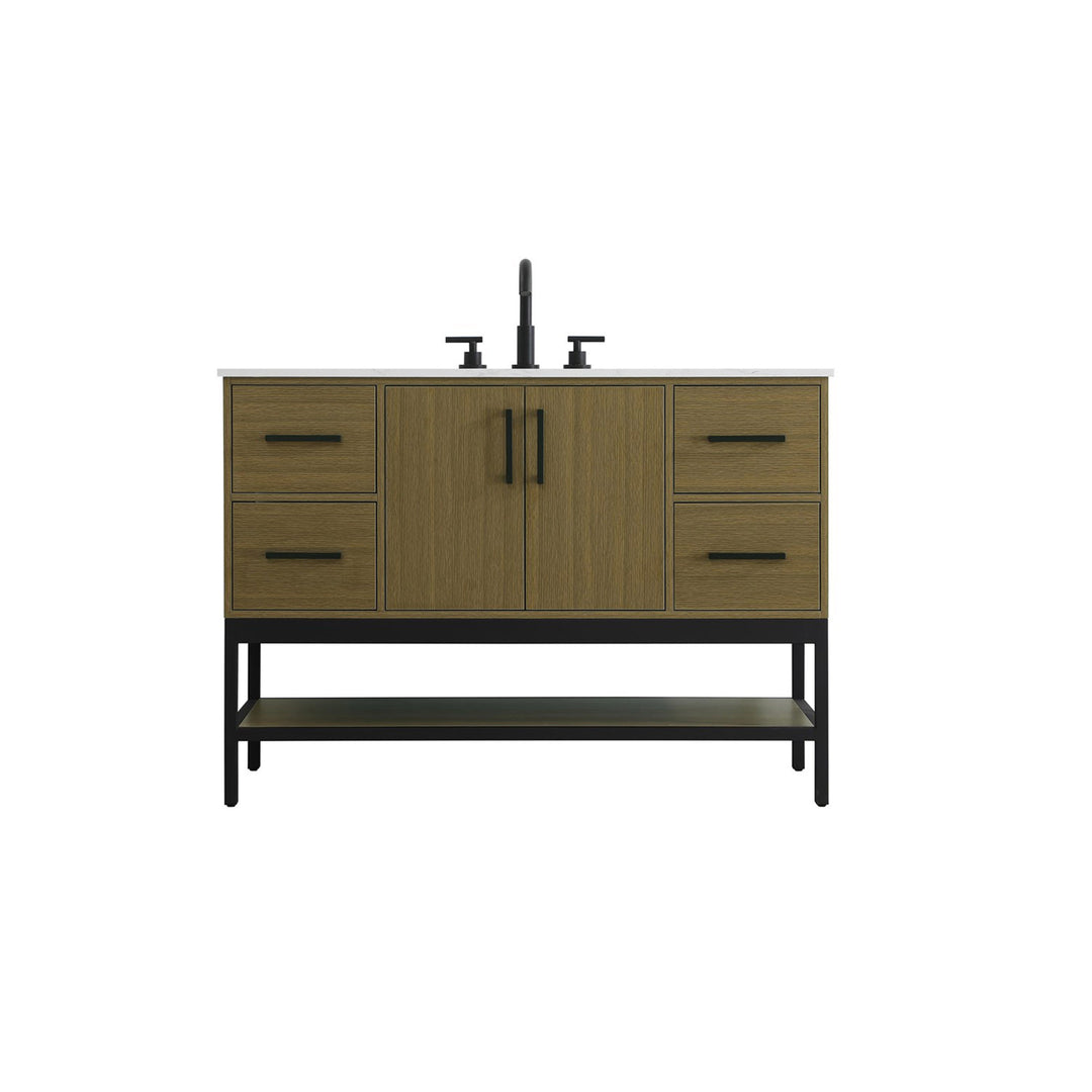 48 Inch Single Bathroom Vanity In Chestnut Brown - View 3 - Joshua Marshal