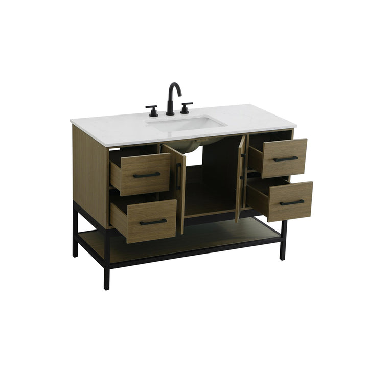 48 Inch Single Bathroom Vanity In Chestnut Brown - View 4 - Joshua Marshal
