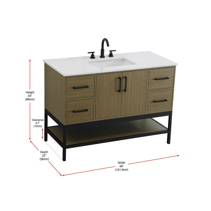 48 Inch Single Bathroom Vanity In Chestnut Brown - View 5 - Joshua Marshal