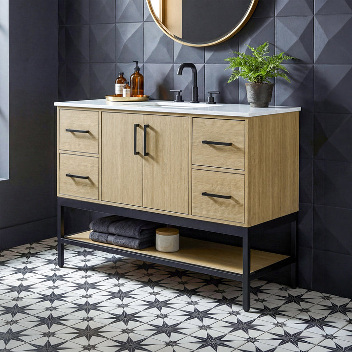 48 Inch Single Bathroom Vanity In Honey Brown Honey Brown Finish - KITCHEN & BATH by Joshua Marshal