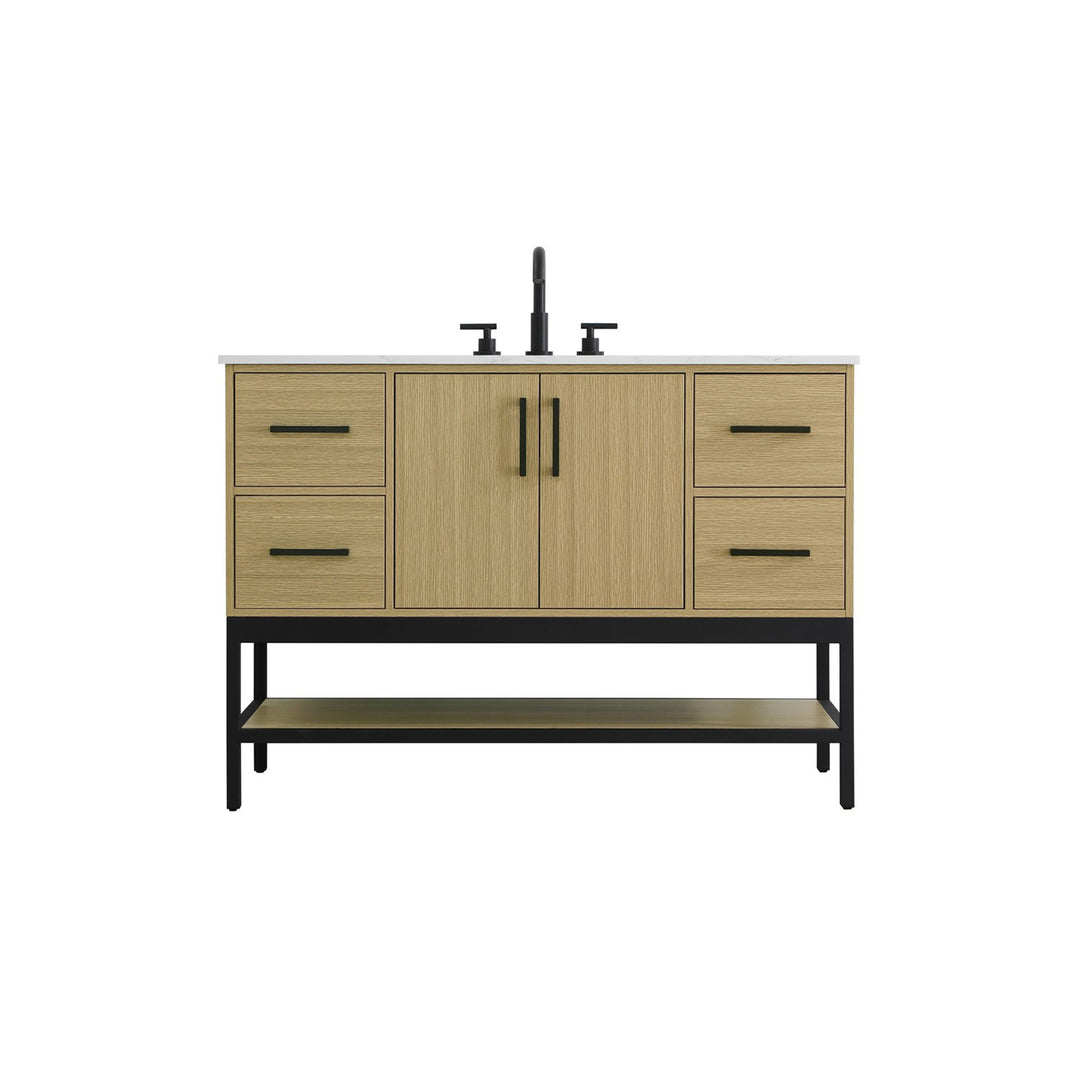 48 Inch Single Bathroom Vanity In Honey Brown - View 3 - Joshua Marshal