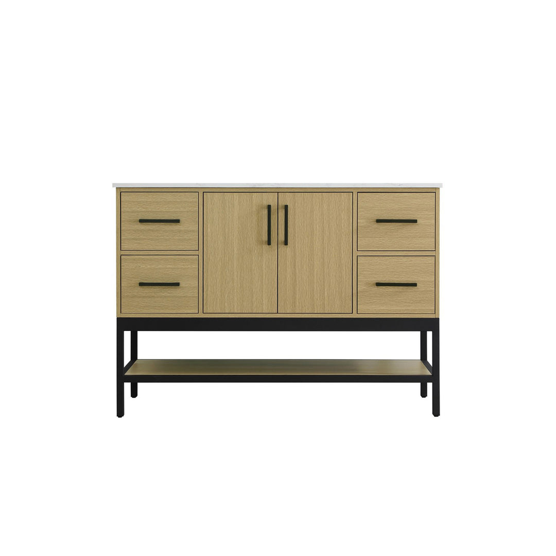 48 Inch Single Bathroom Vanity In Honey Brown - View 4 - Joshua Marshal