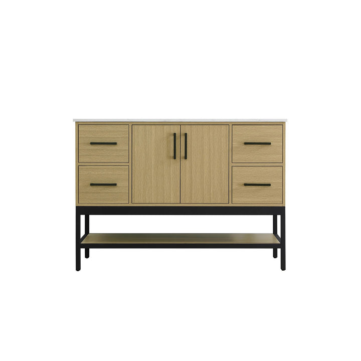 48 Inch Single Bathroom Vanity In Honey Brown - View 4 - Joshua Marshal