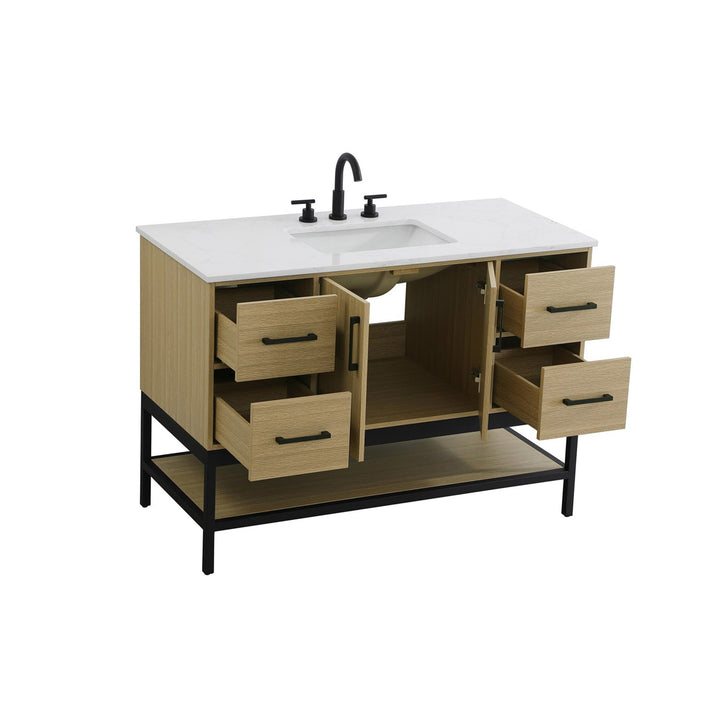 48 Inch Single Bathroom Vanity In Honey Brown - View 5 - Joshua Marshal