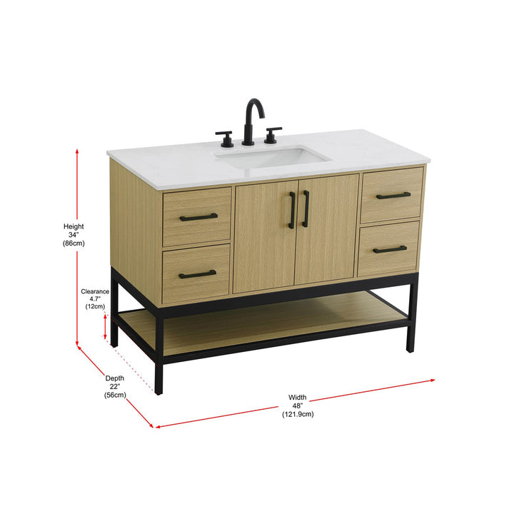 48 Inch Single Bathroom Vanity In Honey Brown - View 6 - Joshua Marshal