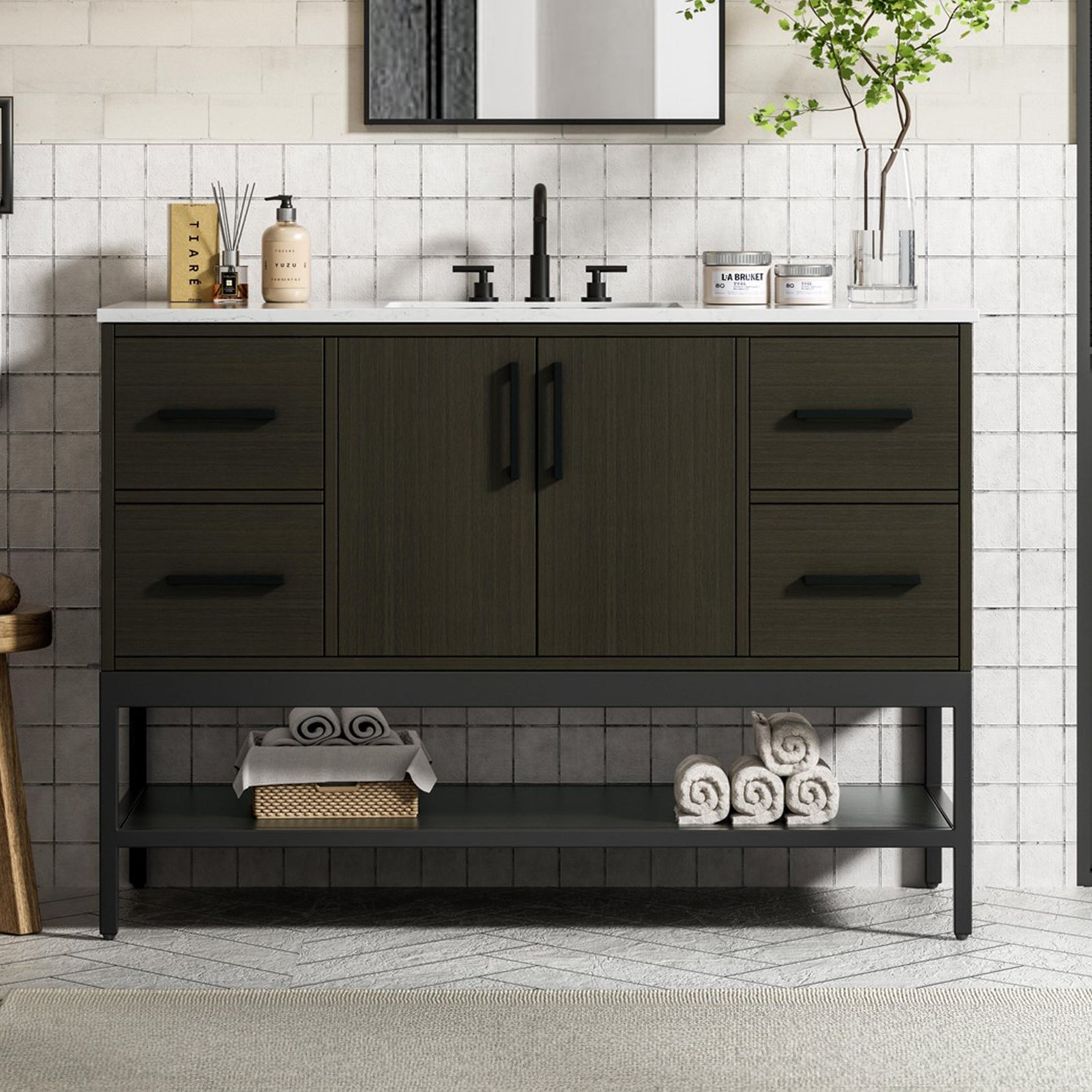 48 Inch Single Bathroom Vanity In Mocha Brown Mocha Brown Finish - KITCHEN & BATH by Joshua Marshal