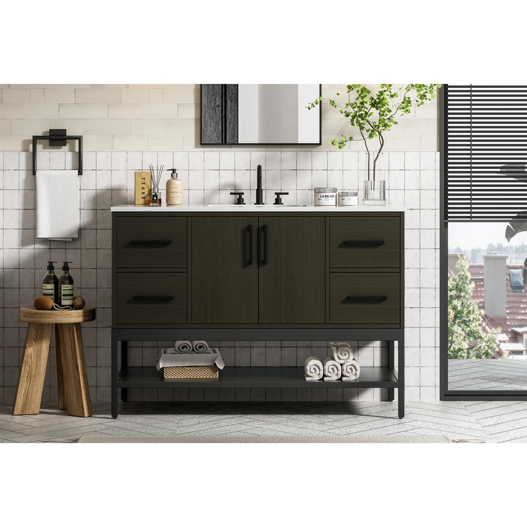 48 Inch Single Bathroom Vanity In Mocha Brown