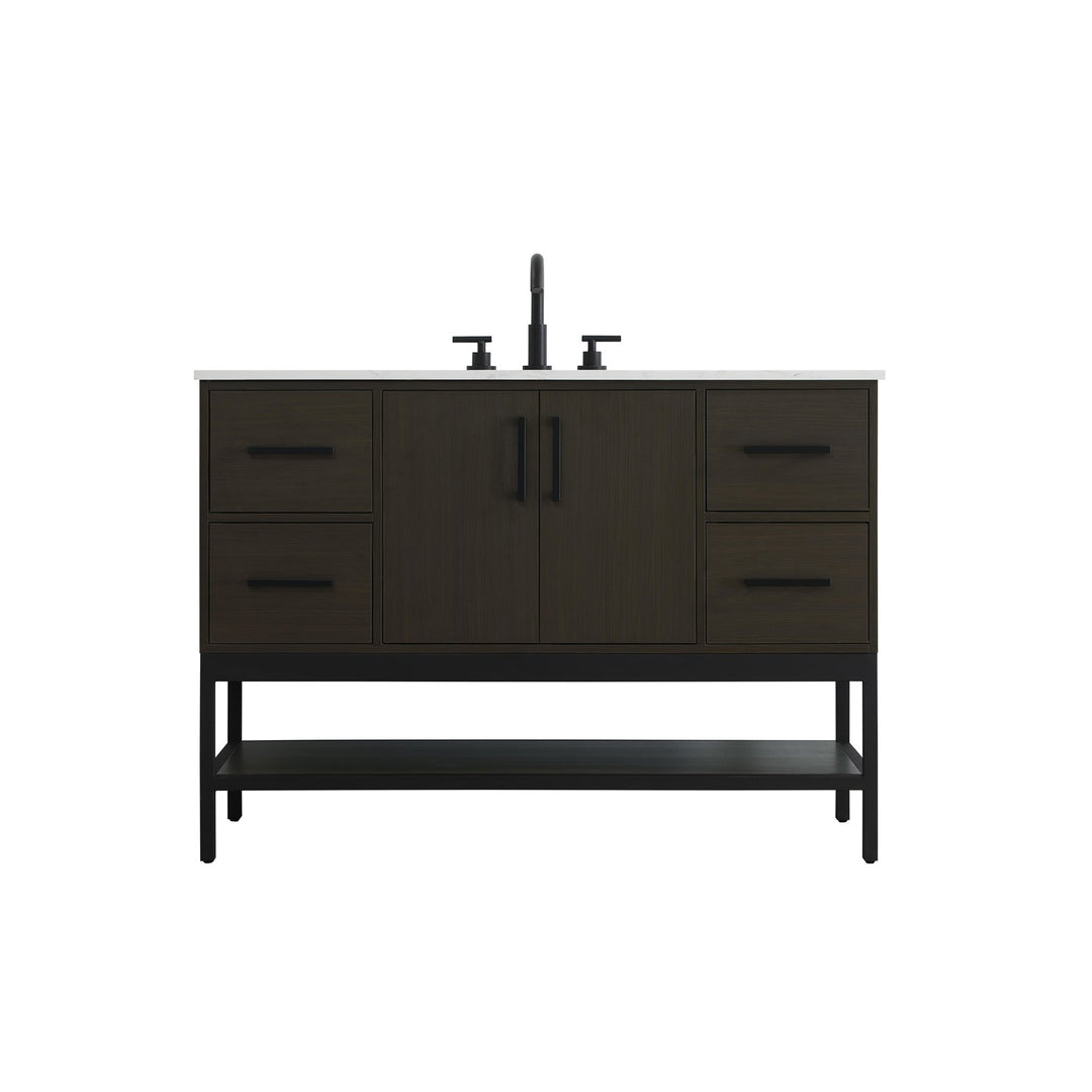 48 Inch Single Bathroom Vanity In Mocha Brown - View 3 - Joshua Marshal