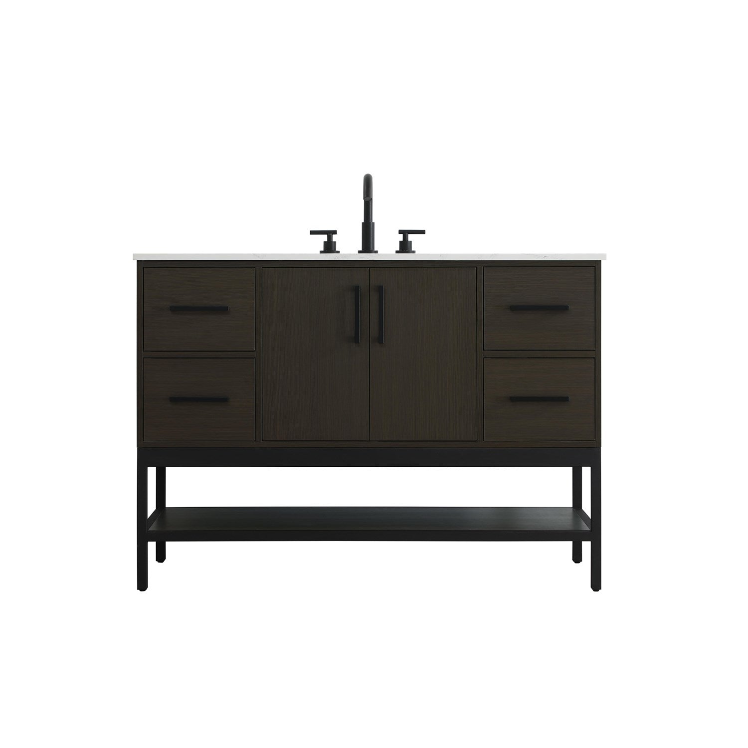 48 Inch Single Bathroom Vanity In Mocha Brown - View 3 - Joshua Marshal