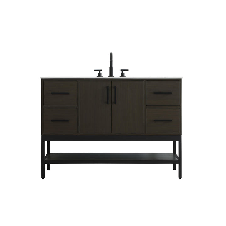 48 Inch Single Bathroom Vanity In Mocha Brown - View 3 - Joshua Marshal