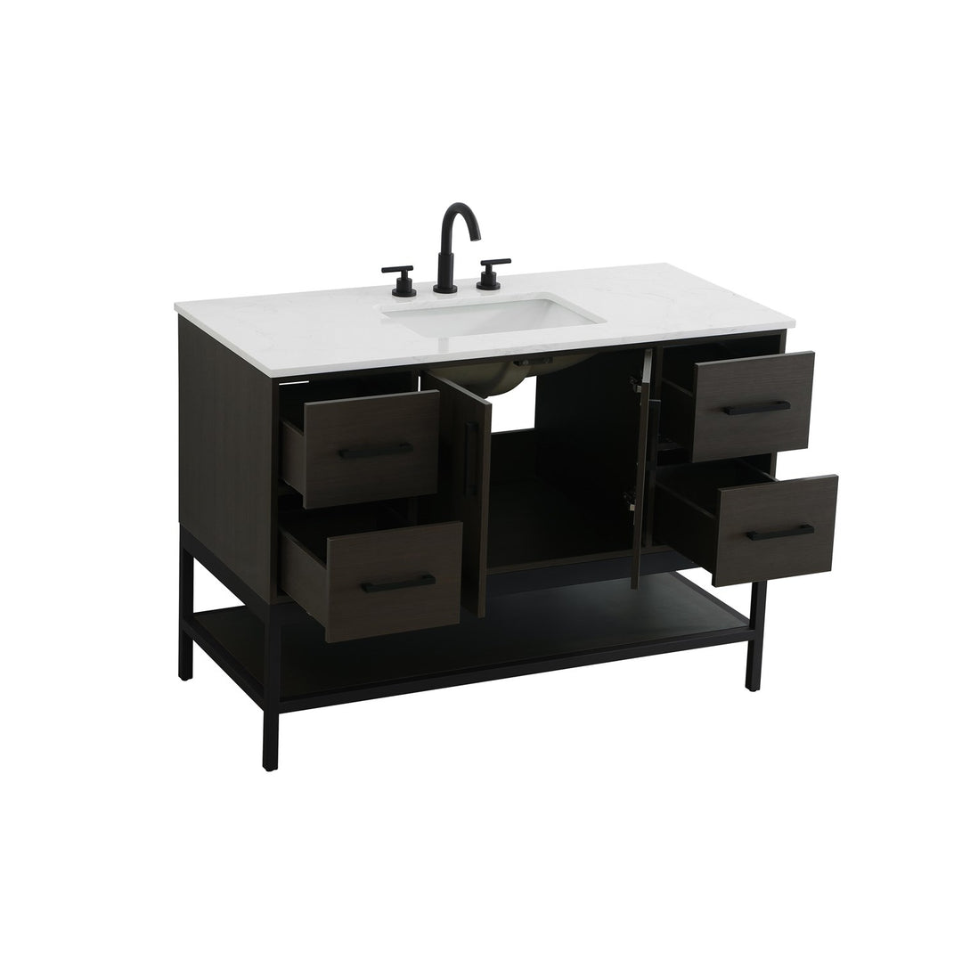 48 Inch Single Bathroom Vanity In Mocha Brown - View 4 - Joshua Marshal