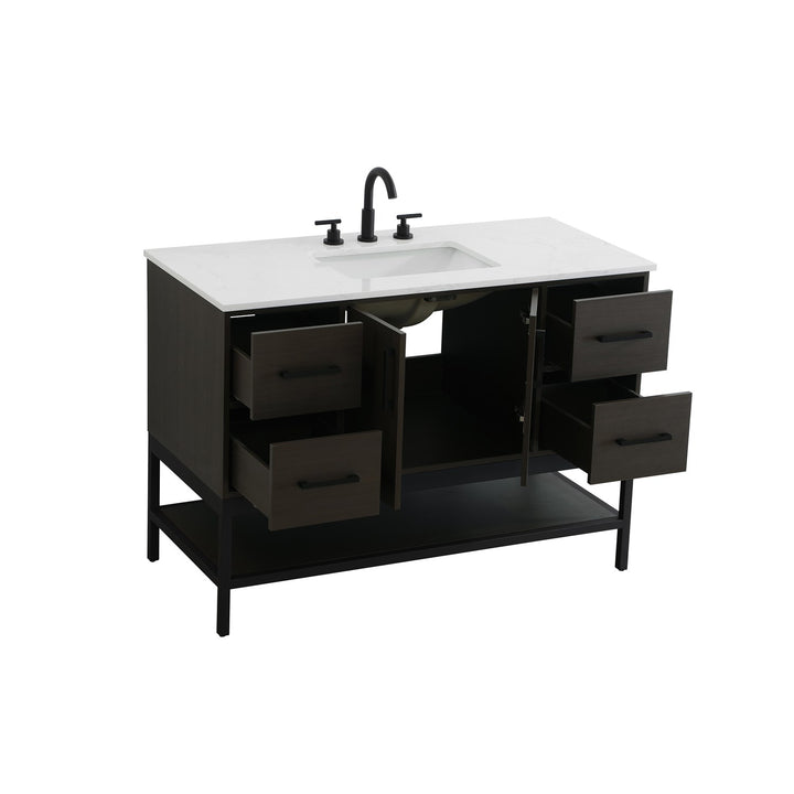 48 Inch Single Bathroom Vanity In Mocha Brown - View 4 - Joshua Marshal