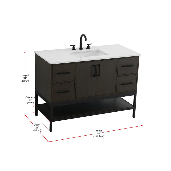 48 Inch Single Bathroom Vanity In Mocha Brown - View 6 - Joshua Marshal