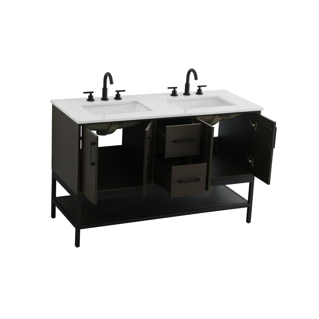 54 Inch Double Bathroom Vanity In Mocha Brown - View 4 - Joshua Marshal