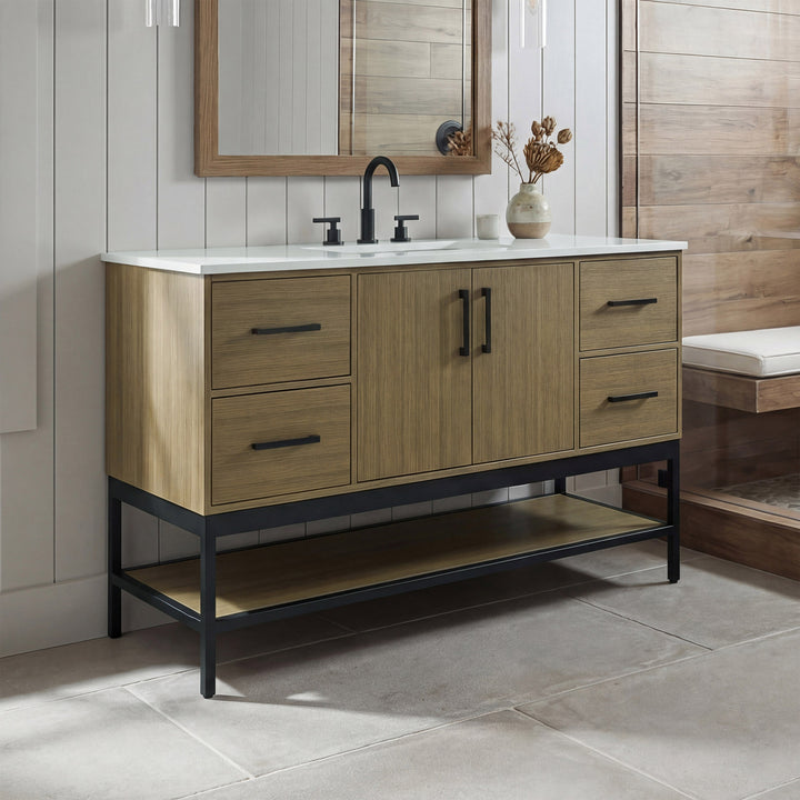 54 Inch Single Bathroom Vanity In Chestnut Brown Chestnut Brown Finish - KITCHEN & BATH by Joshua Marshal