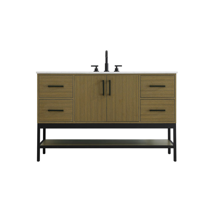 54 Inch Single Bathroom Vanity In Chestnut Brown - View 3 - Joshua Marshal