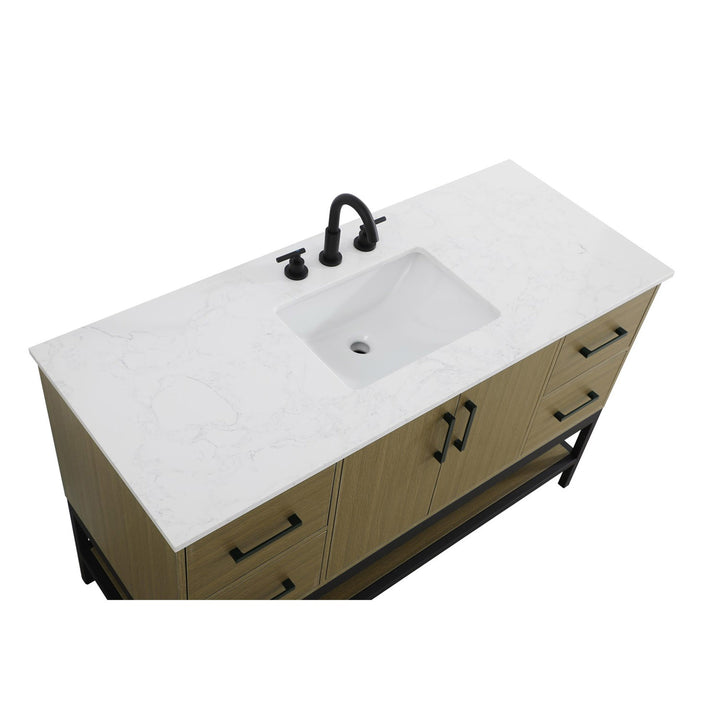 54 Inch Single Bathroom Vanity In Chestnut Brown - View 6 - Joshua Marshal