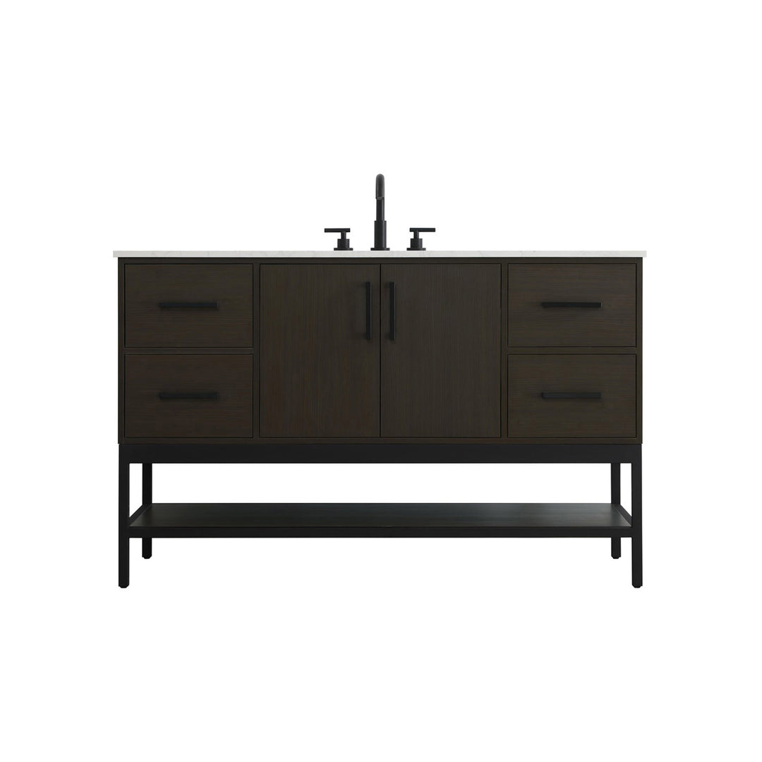 54 Inch Single Bathroom Vanity In Mocha Brown - View 3 - Joshua Marshal