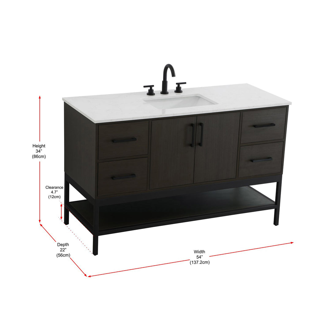54 Inch Single Bathroom Vanity In Mocha Brown - View 5 - Joshua Marshal