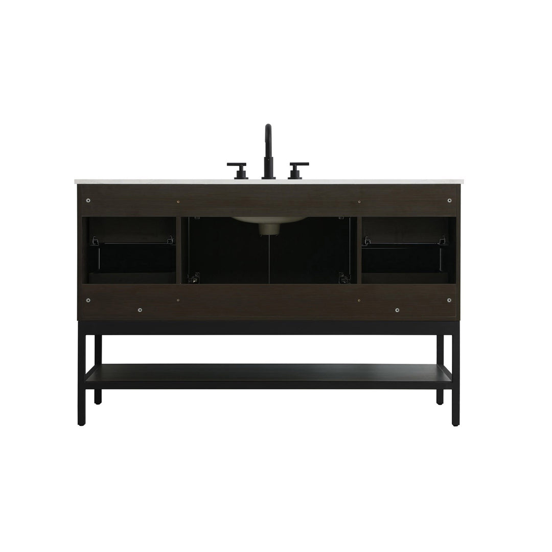 54 Inch Single Bathroom Vanity In Mocha Brown - View 6 - Joshua Marshal