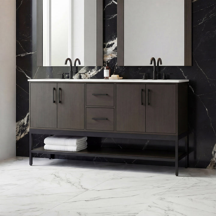 60 Inch Double Bathroom Vanity In Mocha Brown Mocha Brown Finish - KITCHEN & BATH by Joshua Marshal