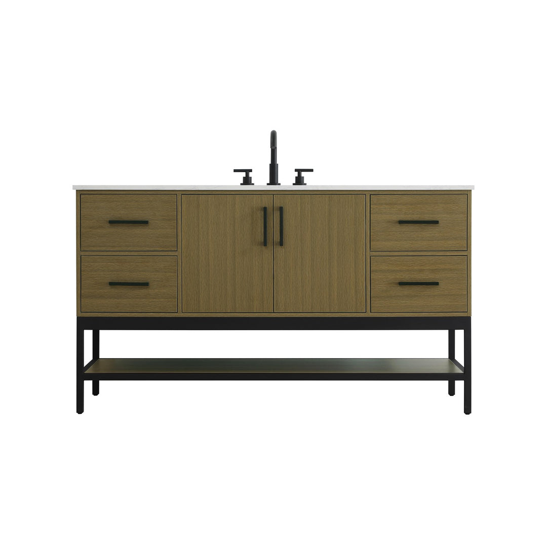 60 Inch Single Bathroom Vanity In Chestnut Brown - View 3 - Joshua Marshal