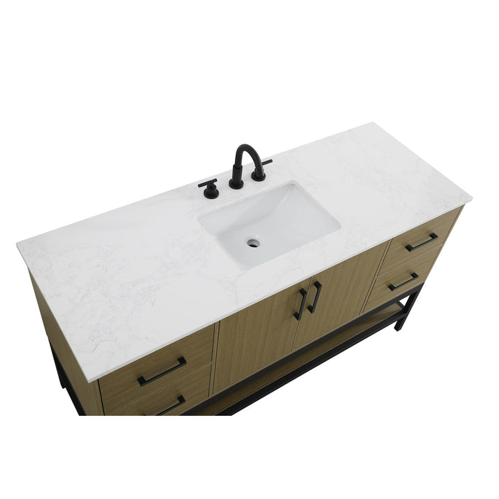 60 Inch Single Bathroom Vanity In Chestnut Brown - View 5 - Joshua Marshal