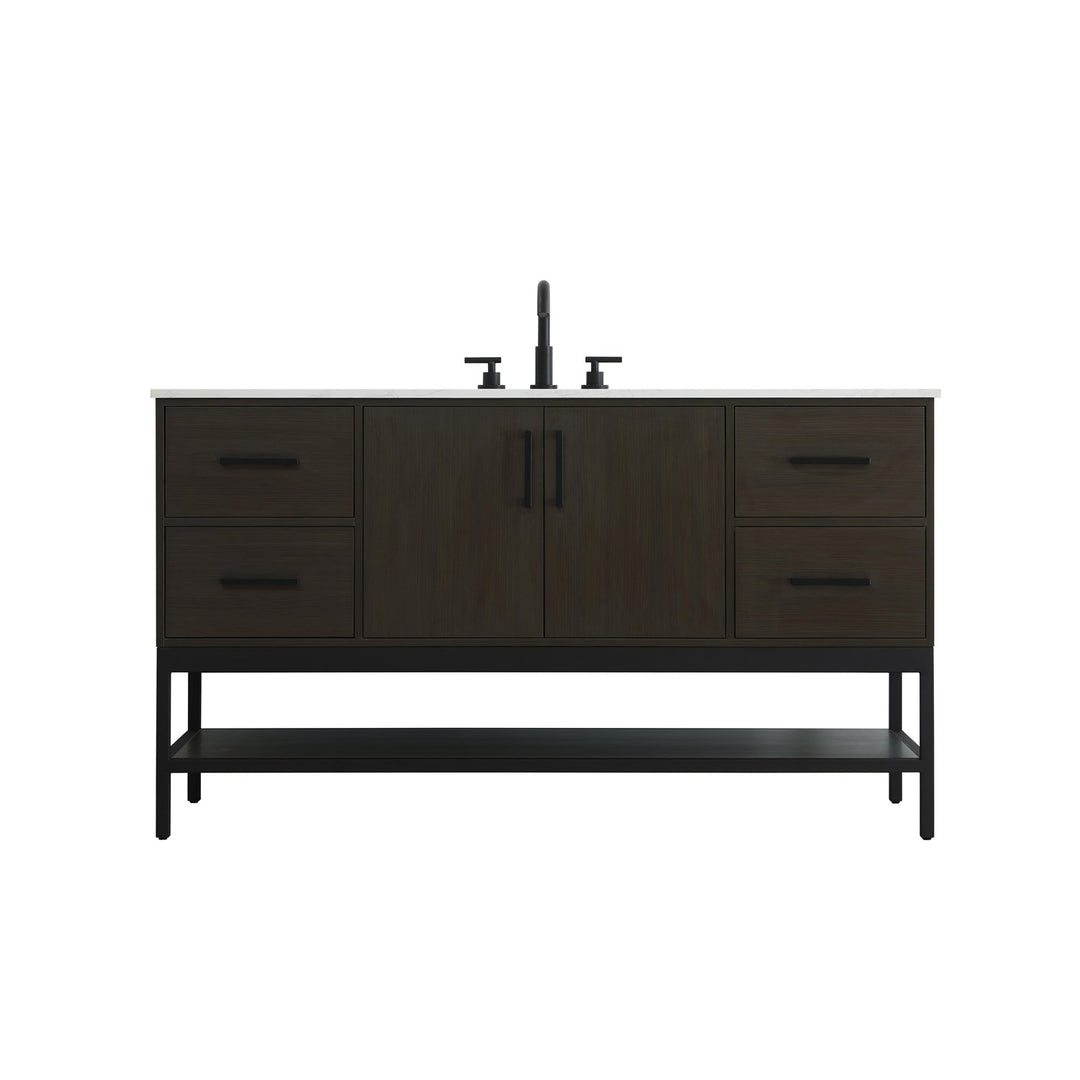 60 Inch Single Bathroom Vanity In Mocha Brown - View 3 - Joshua Marshal