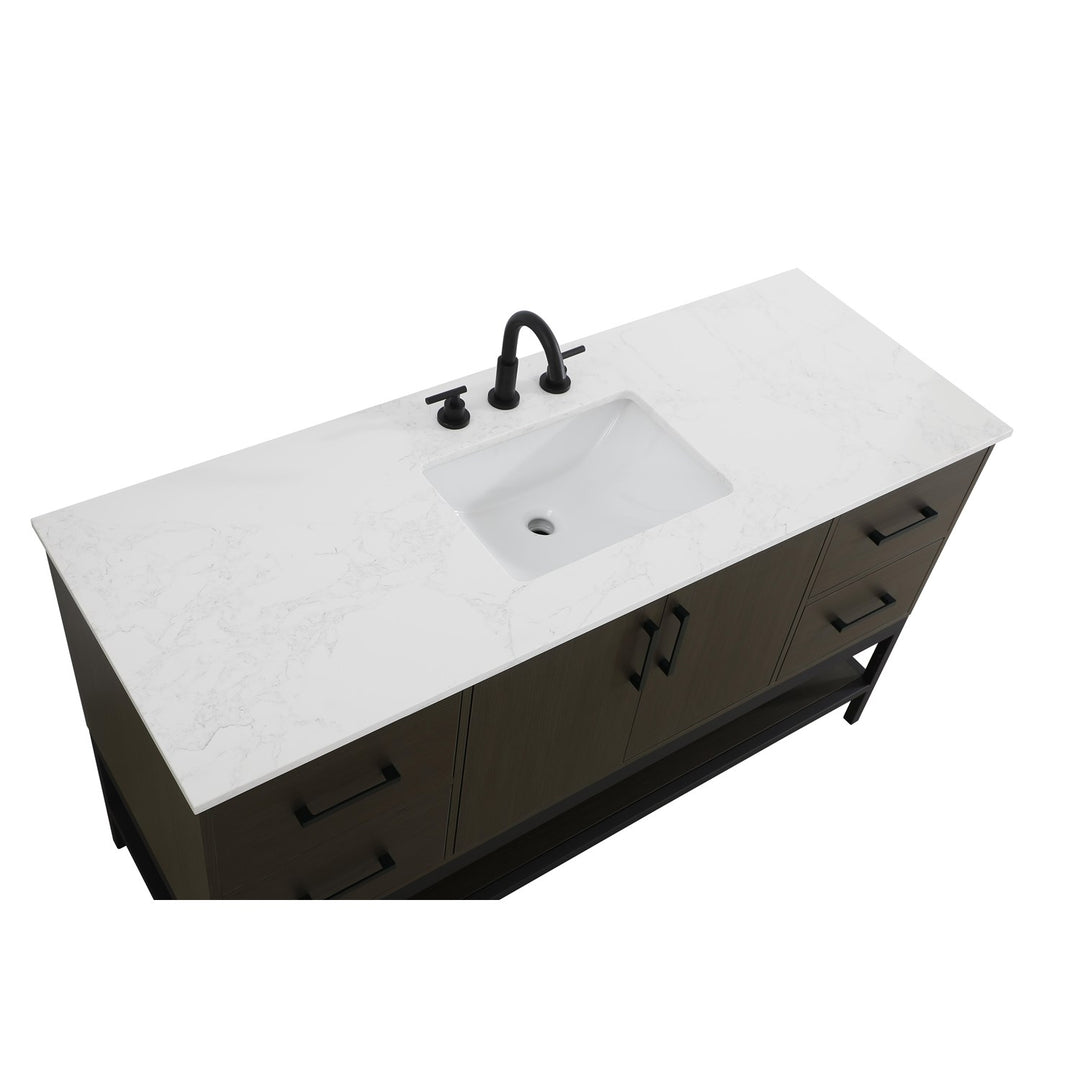 60 Inch Single Bathroom Vanity In Mocha Brown - View 5 - Joshua Marshal