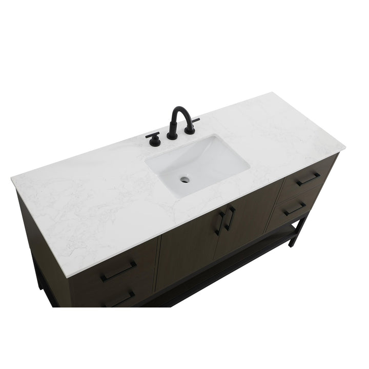 60 Inch Single Bathroom Vanity In Mocha Brown - View 5 - Joshua Marshal