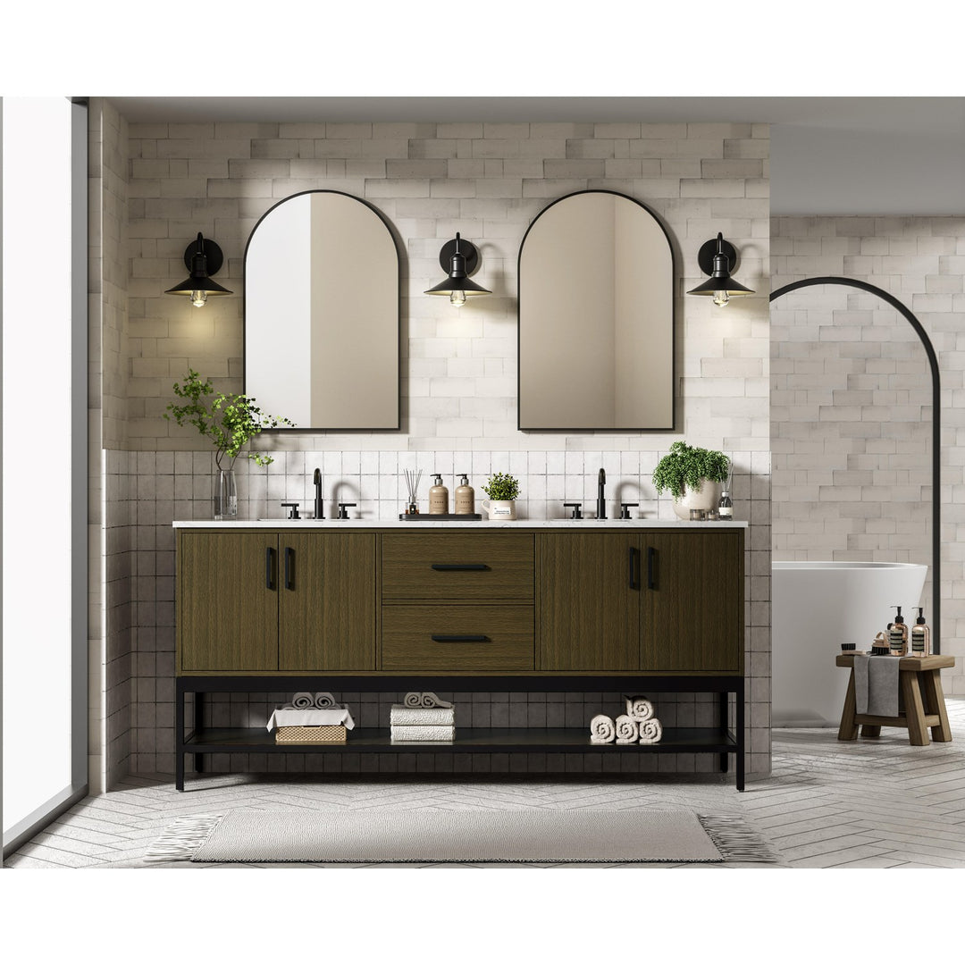 72 Inch Double Bathroom Vanity In Chestnut Brown - View 2 - Joshua Marshal