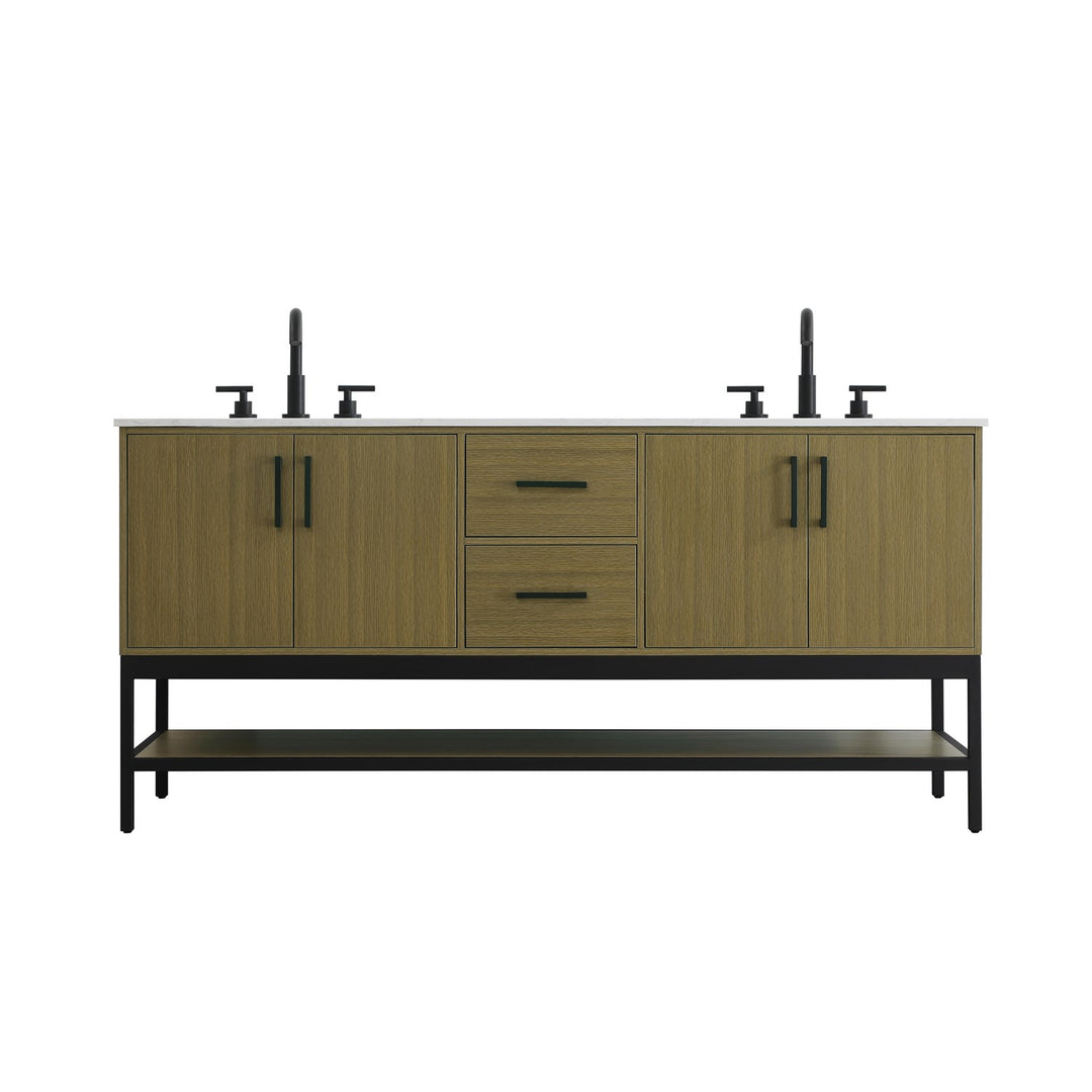72 Inch Double Bathroom Vanity In Chestnut Brown - View 3 - Joshua Marshal