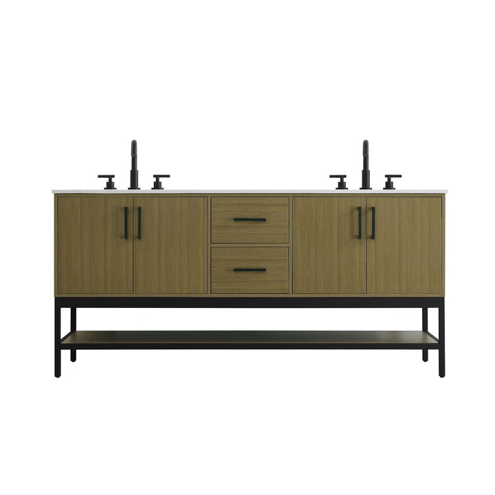 72 Inch Double Bathroom Vanity In Chestnut Brown - View 3 - Joshua Marshal