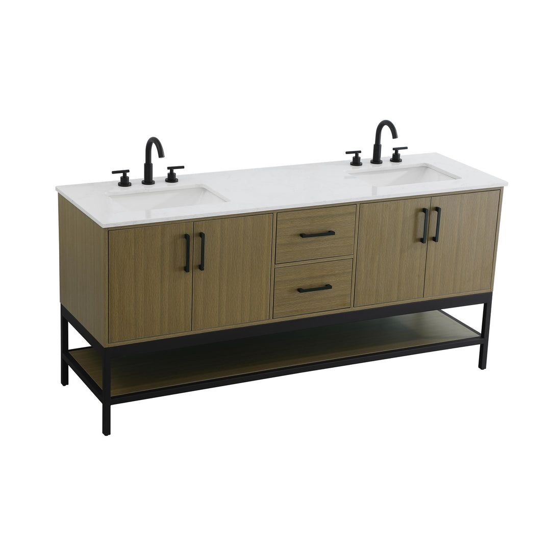 72 Inch Double Bathroom Vanity In Chestnut Brown - View 4 - Joshua Marshal
