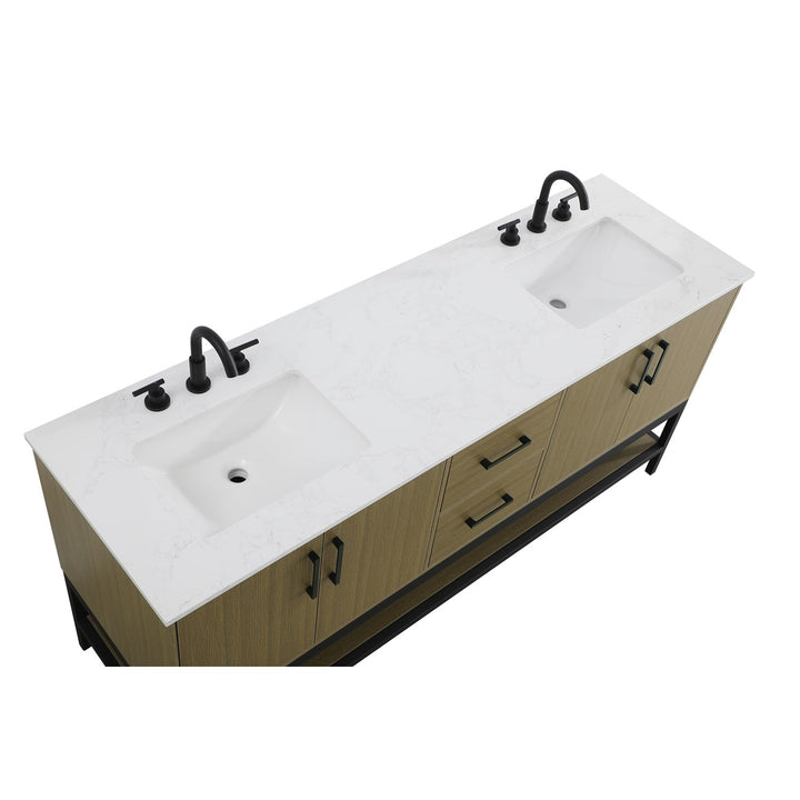 72 Inch Double Bathroom Vanity In Chestnut Brown - View 5 - Joshua Marshal