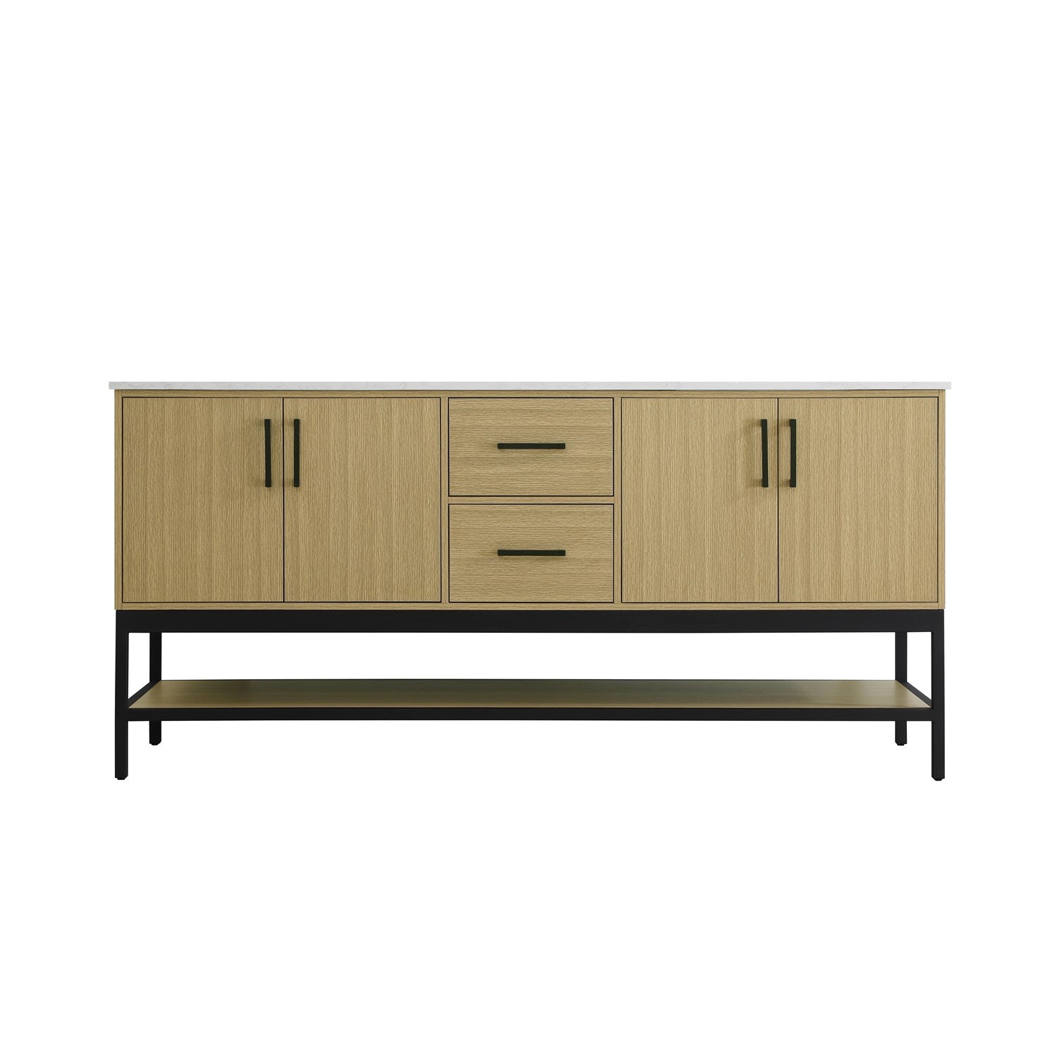 72 Inch Double Bathroom Vanity In Honey Brown - View 3 - Joshua Marshal