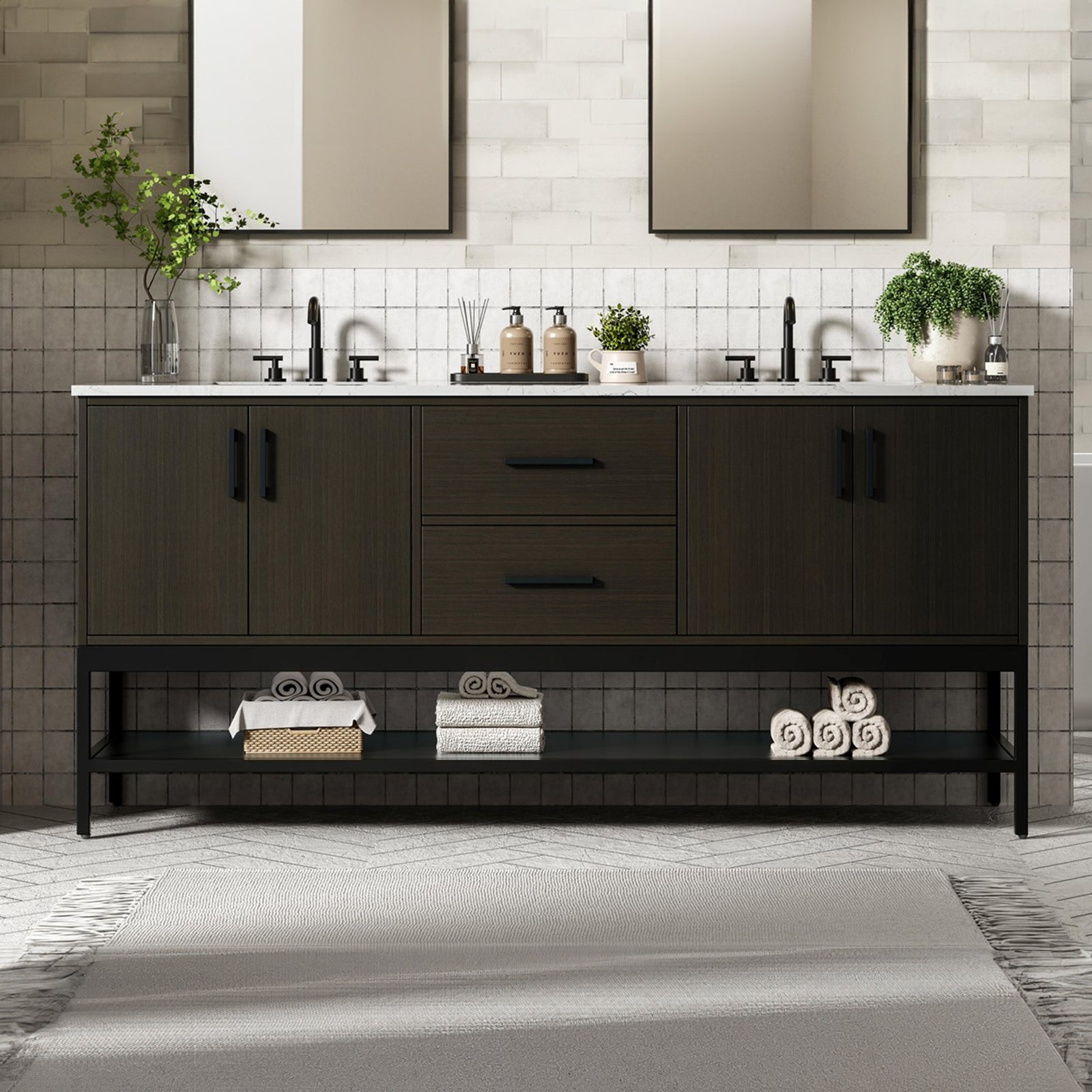 72 Inch Double Bathroom Vanity In Mocha Brown Mocha Brown Finish - KITCHEN & BATH by Joshua Marshal