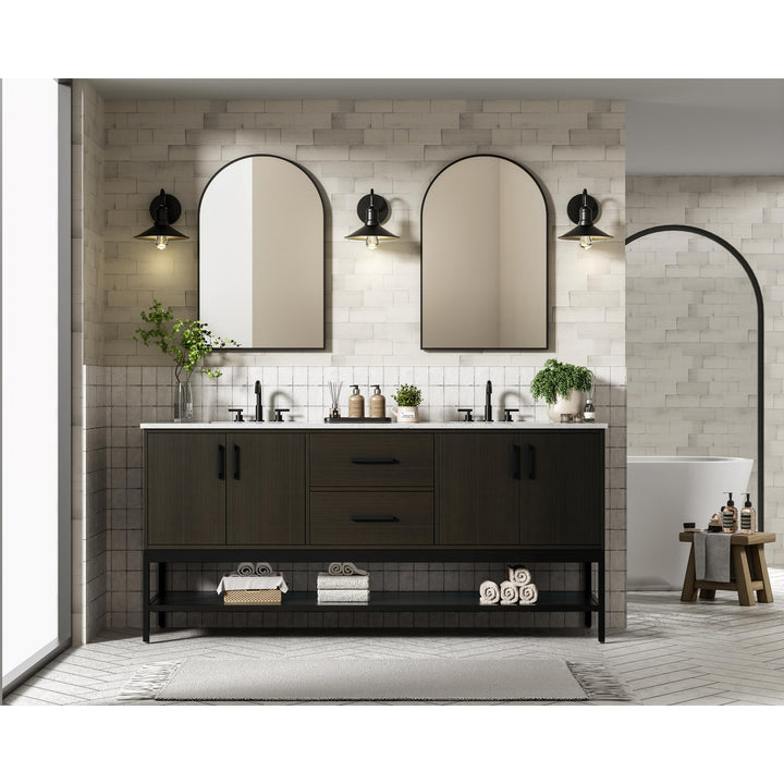 72 Inch Double Bathroom Vanity In Mocha Brown - View 2 - Joshua Marshal