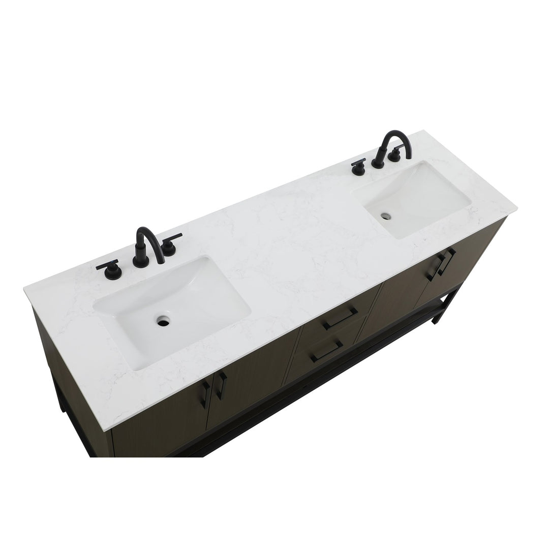72 Inch Double Bathroom Vanity In Mocha Brown - View 6 - Joshua Marshal