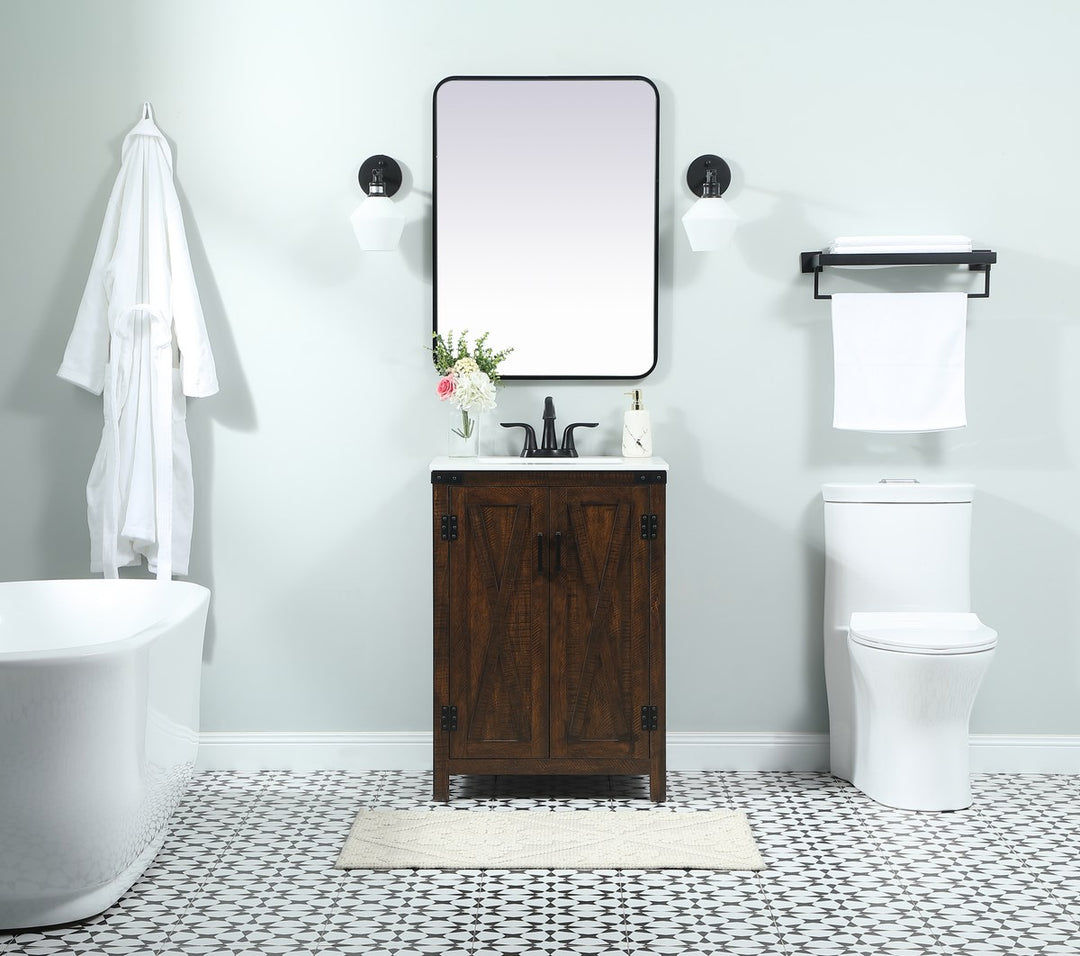 24 Inch Single Bathroom Vanity In Expresso - View 2 - Joshua Marshal