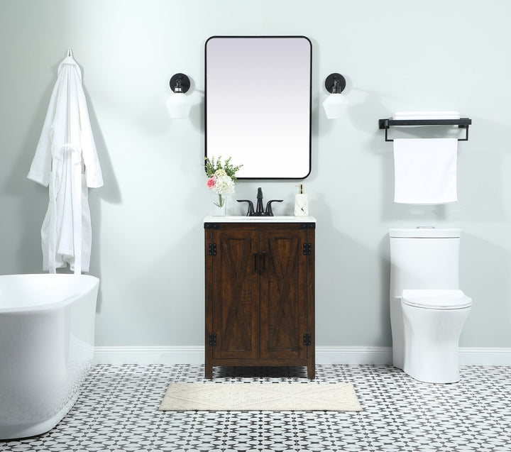 24 Inch Single Bathroom Vanity In Expresso - View 2 - Joshua Marshal