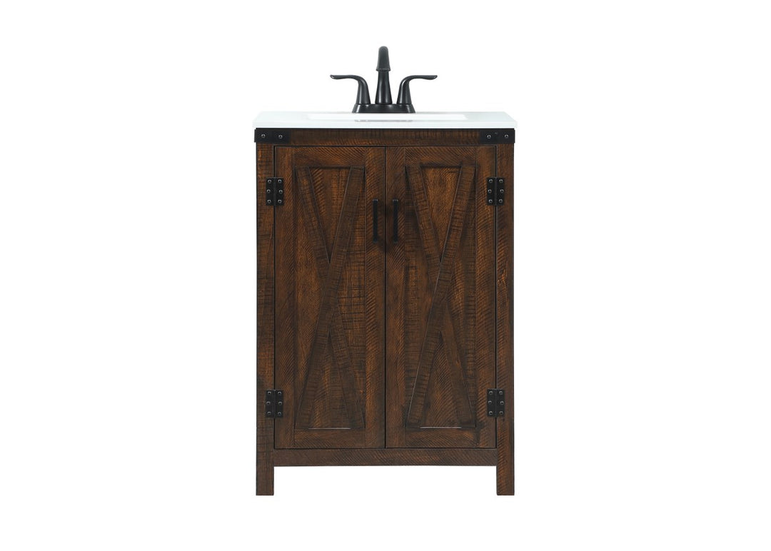 24 Inch Single Bathroom Vanity In Expresso - View 3 - Joshua Marshal