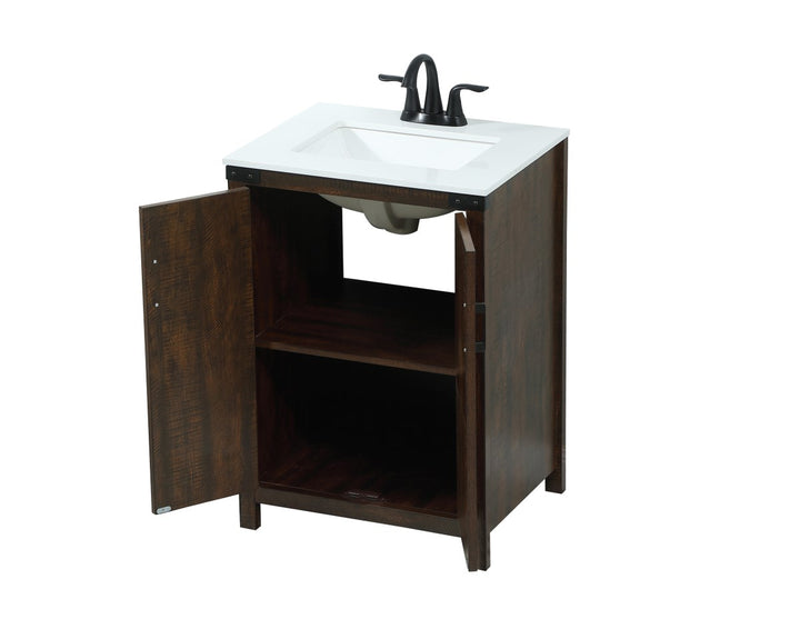 24 Inch Single Bathroom Vanity In Expresso - View 4 - Joshua Marshal
