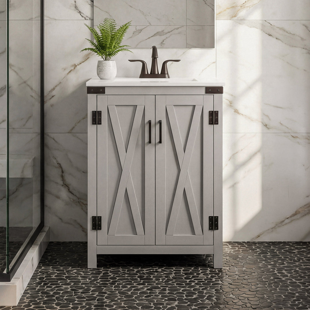 24 Inch Single Bathroom Vanity In Grey Grey Finish - KITCHEN & BATH by Joshua Marshal