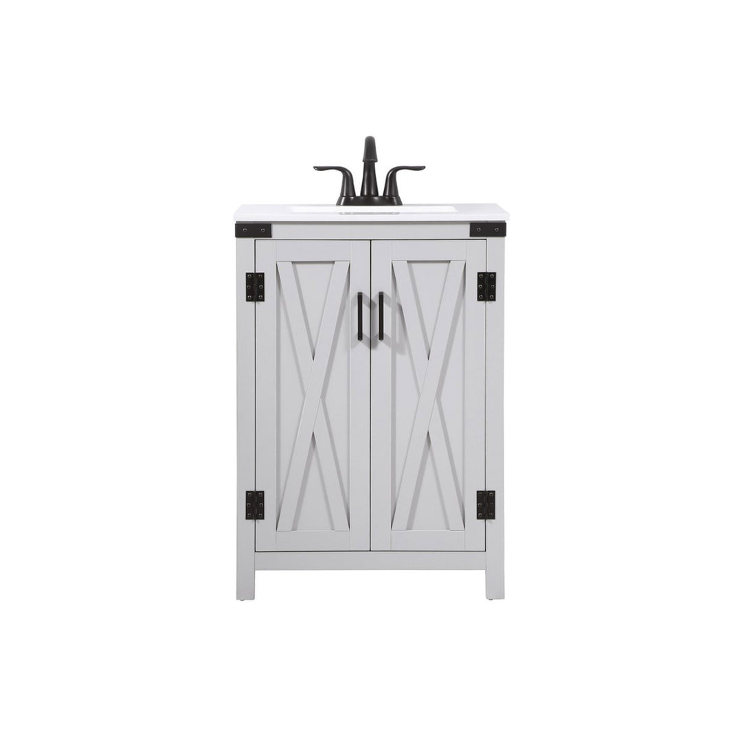24 Inch Single Bathroom Vanity In Grey - View 3 - Joshua Marshal