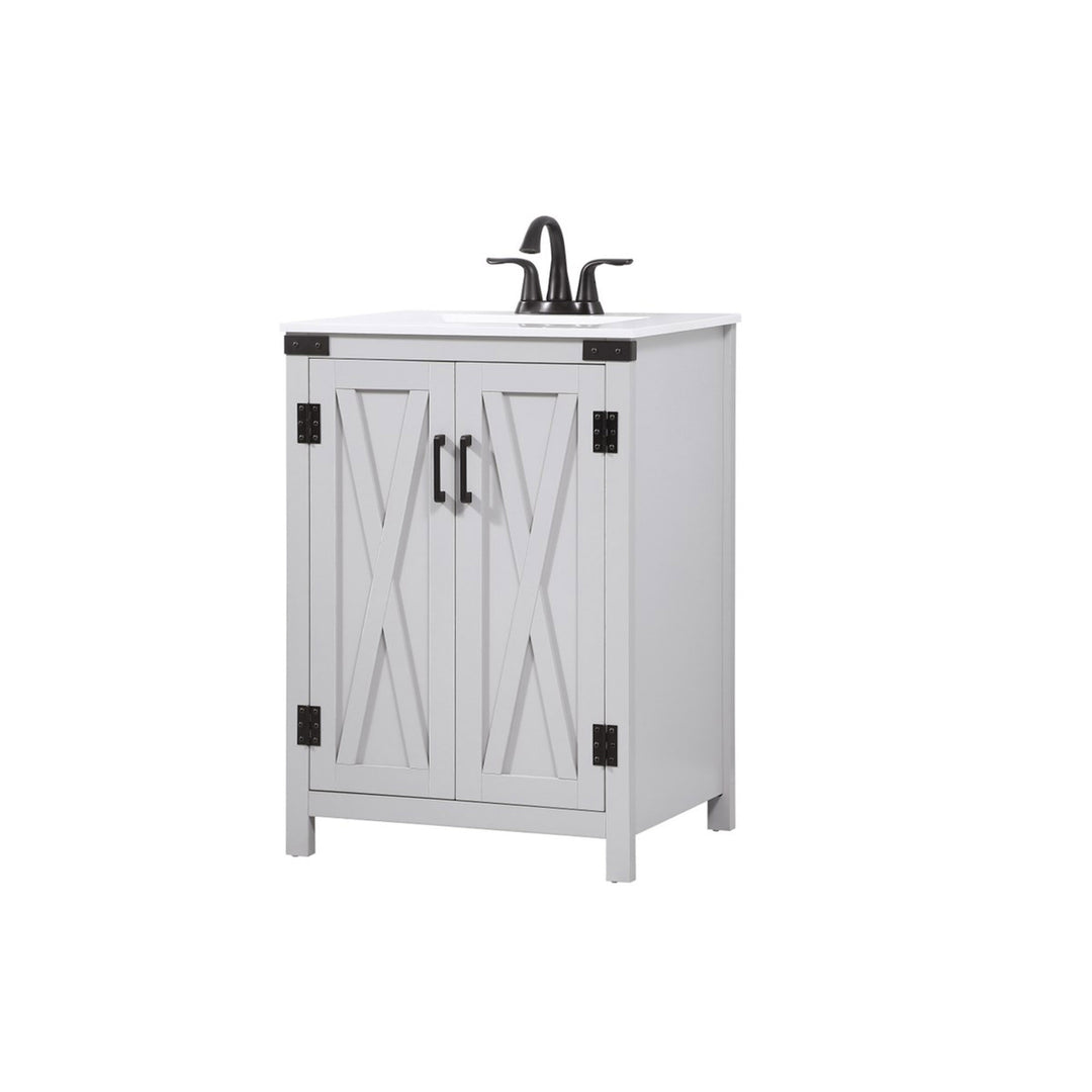 24 Inch Single Bathroom Vanity In Grey - View 4 - Joshua Marshal